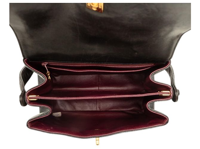 Borsa a tracolla Chanel Black CC Quilted Lambskin Straight Flap - vista 4