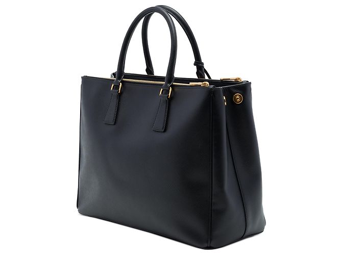 Prada Borsa Galleria Double Zip Grande in pelle Saffiano Nero - vista 2