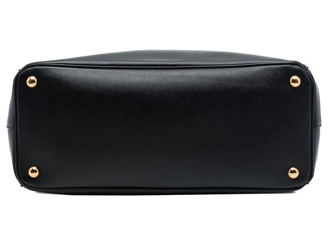 Prada Borsa Galleria Double Zip Grande in pelle Saffiano Nero - vista 3