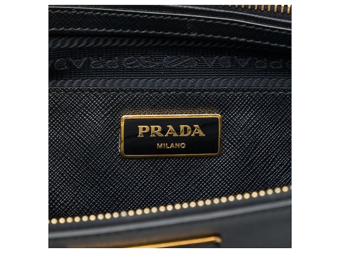 Prada Borsa Galleria Double Zip Grande in pelle Saffiano Nero - vista 5