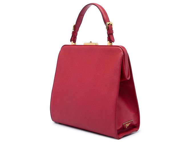 Borsa Prada Red Saffiano Cuir Top Handle - vista 2