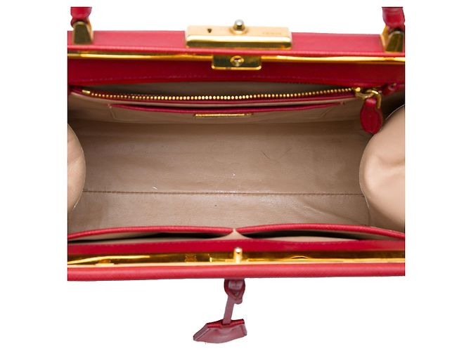 Borsa Prada Red Saffiano Cuir Top Handle - vista 4