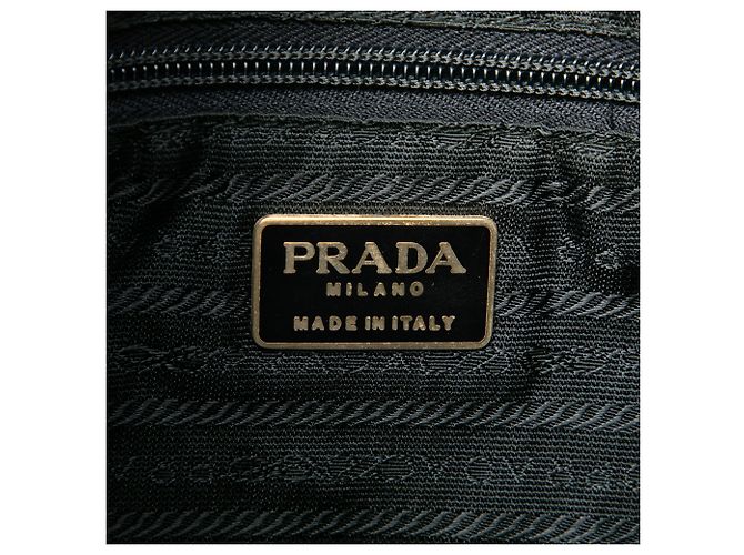 Borsa bucket Prada in Tessuto nero con logo di perline - vista 5