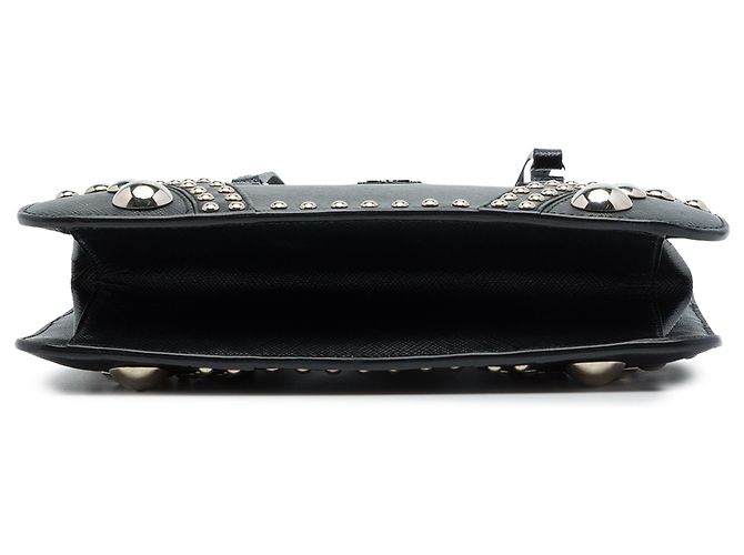 Borsa Tote Prada Black Saffiano Lux con doppia zip e borchie - vista 3