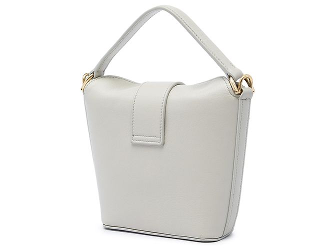 Céline Celine Mini Borsa Secchiello Triomphe in Pelle di Vitello Grigia - vista 2