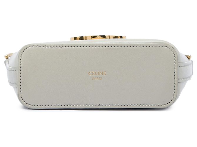 Céline Celine Mini Borsa Secchiello Triomphe in Pelle di Vitello Grigia - vista 3