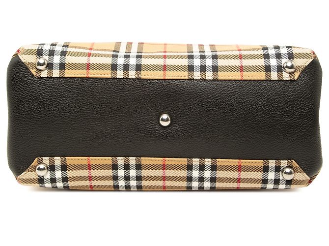 Borsa Satchel Banner Burberry Beige Medium House Check Canvas - vista 3
