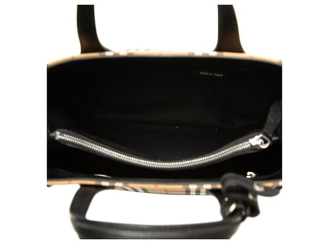 Borsa Satchel Banner Burberry Beige Medium House Check Canvas - vista 4