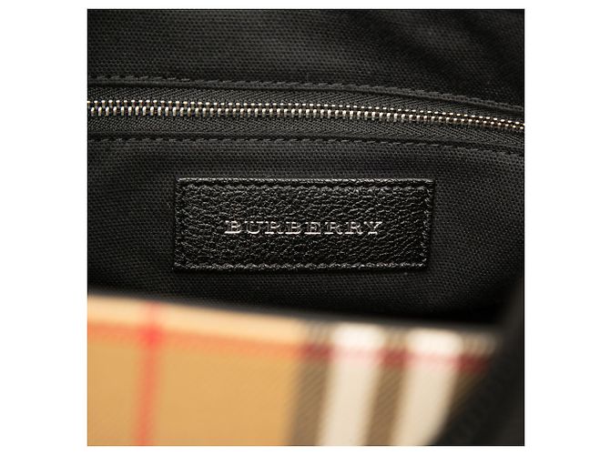 Borsa Satchel Banner Burberry Beige Medium House Check Canvas - vista 5