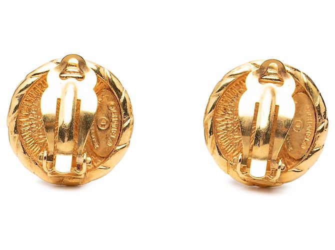 Orecchini a clip rotondi Chanel Gold CC placcati oro - vista 2