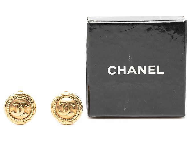 Orecchini a clip rotondi Chanel Gold CC placcati oro - vista 4