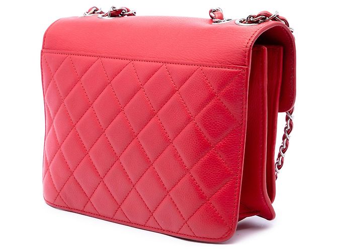 Chanel Red Large Quilted Caviar CC Box Flap - Ansicht 2