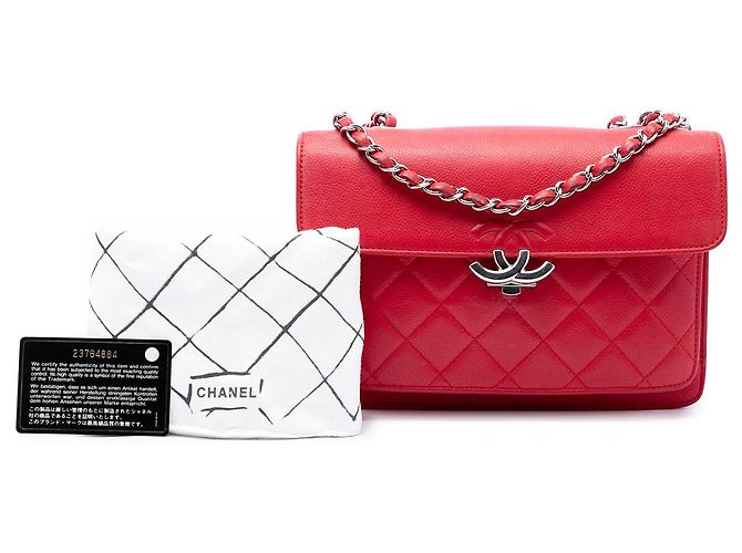 Chanel Red Large Quilted Caviar CC Box Flap - Ansicht 7