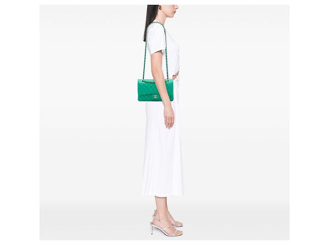 Chanel Green Medium Classic Lambskin Double Flap - vista 6