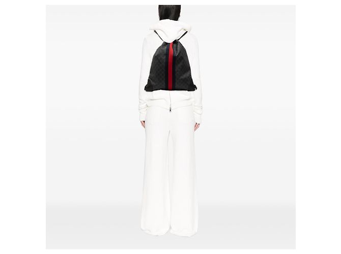 Gucci Black GG Supreme Web Drawstring Backpack - view 6
