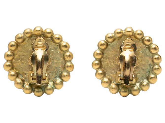 Orecchini a clip rotondi Chanel Gold CC placcati oro - vista 2