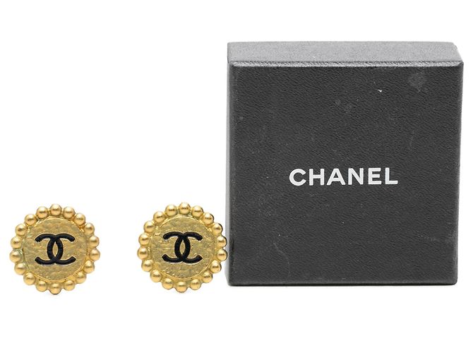 Orecchini a clip rotondi Chanel Gold CC placcati oro - vista 4
