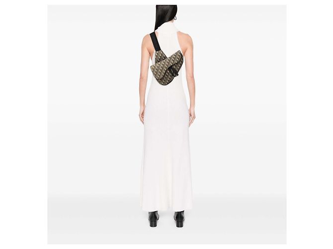 Borsa a tracolla Saddle Dior in tela Blue Oblique - vista 6