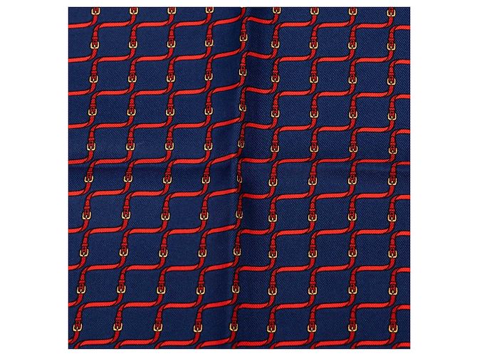 Foulard da taschino in seta stampata Blue Straps Hermès - vista 2
