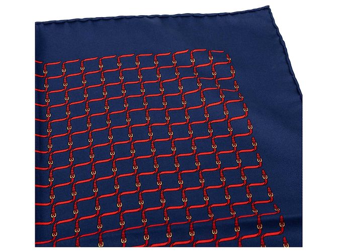 Foulard da taschino in seta stampata Blue Straps Hermès - vista 4