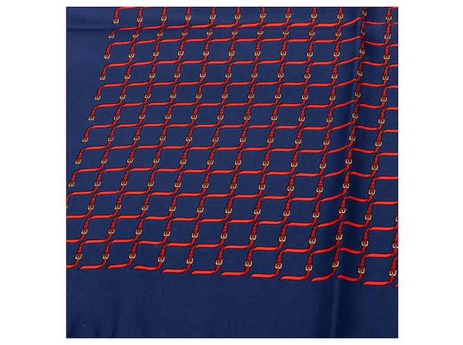 Foulard da taschino in seta stampata Blue Straps Hermès - vista 5