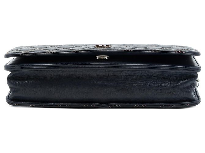 Chanel Blue CC Quilted Lambskin Double Stitch Wallet On Chain - vista 3