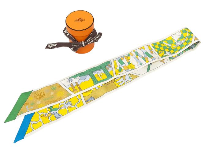 Hermès Yellow Factory Suite Seidentuch Twilly - Ansicht 5