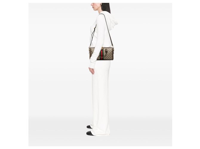 Borsa Gucci Beige Medium GG Supreme Ophidia Top Handle - vista 7