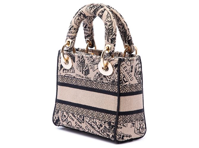 Dior Beige Mini Embroidered Canvas Plan de Paris Lady D Lite - vista 2
