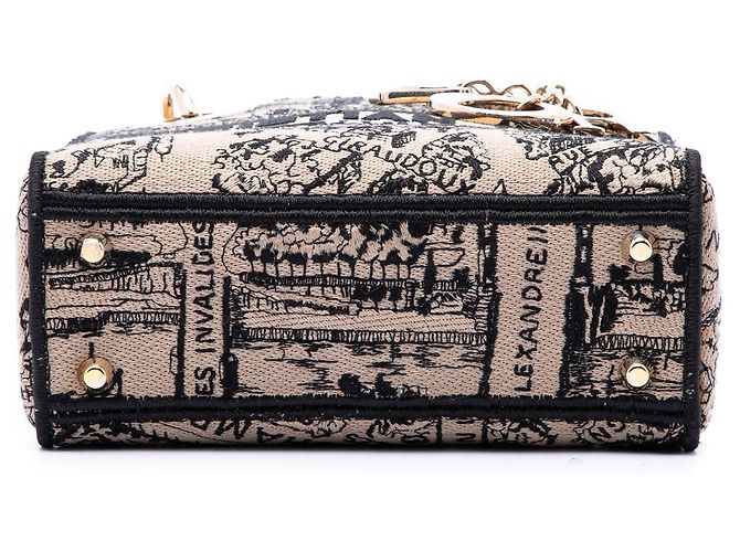 Dior Beige Mini Embroidered Canvas Plan de Paris Lady D Lite - vista 3