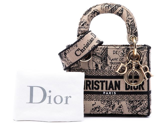 Dior Beige Mini Embroidered Canvas Plan de Paris Lady D Lite - vista 7