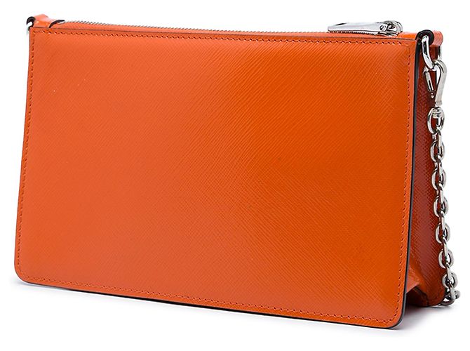 Prada Orange Saffiano Vernice Chain Crossbody - vista 2