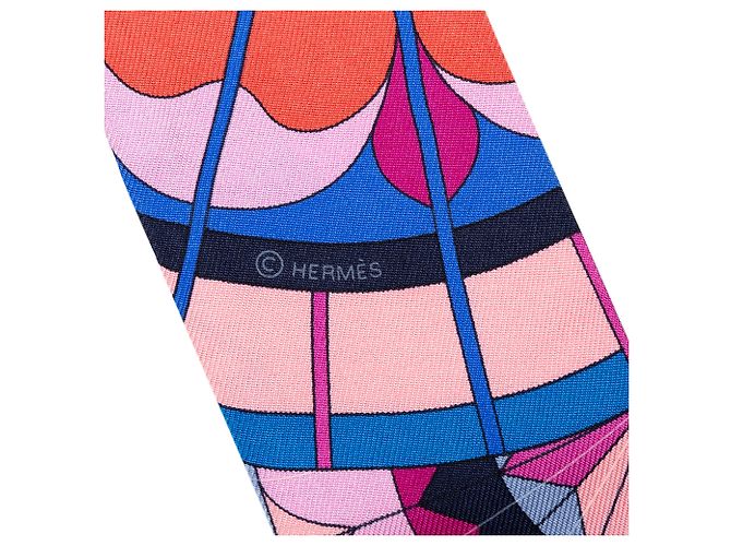 Twilly in seta Hermès Blue Rose De Compas - vista 5