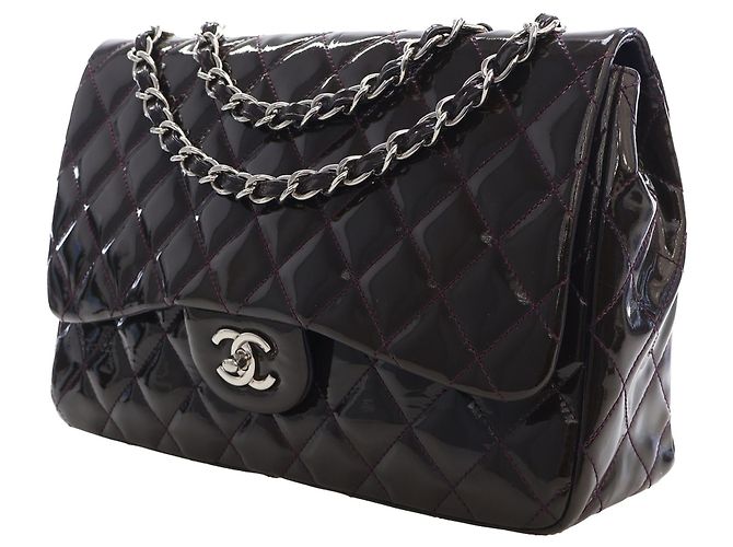 Chanel Brown Jumbo Classic Patent Single Flap - vista 13