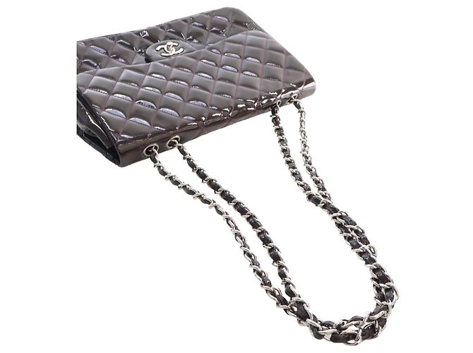 Chanel Brown Jumbo Classic Patent Single Flap - vista 15