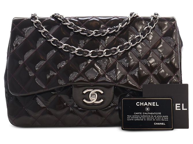 Chanel Brown Jumbo Classic Patent Single Flap - vista 5