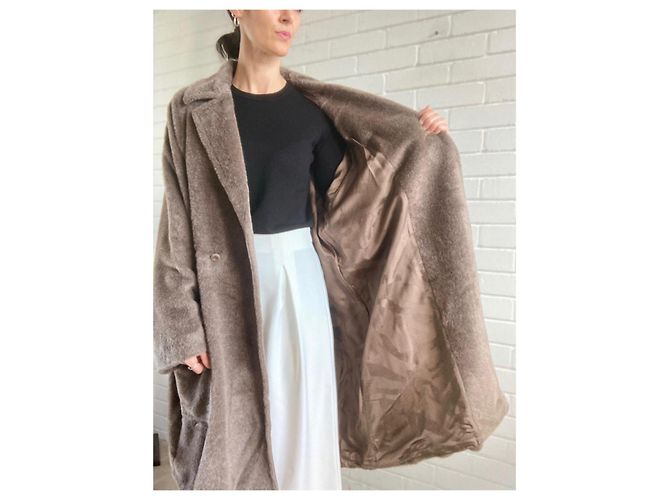 Max Mara cappotto in lana e alpaca marrone - vista 3