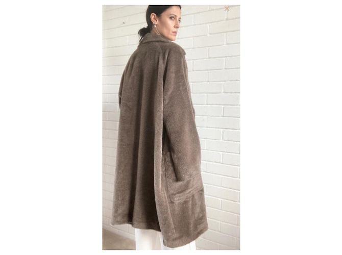Max Mara cappotto in lana e alpaca marrone - vista 4