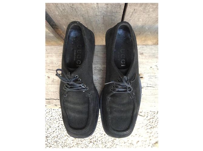 Gucci Scarpe Derbies in Camoscio Nero - vista 7