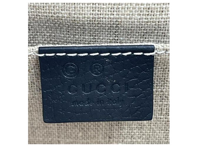 Borsa a tracolla Gucci in pelle nera e blu con tracolla a catena - vista 7