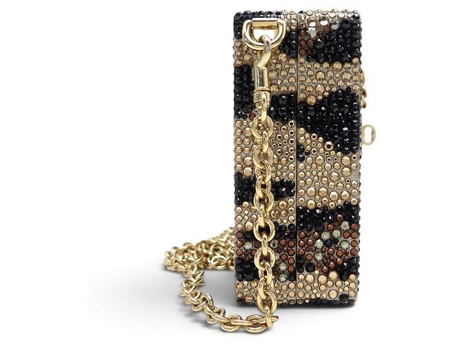 BORSA A MANO DOLCE & GABBANA BOX STRASS LEOPARD MINAUDIERE POCHETTE CLUTCH - vista 3