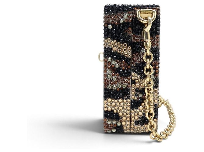 BORSA A MANO DOLCE & GABBANA BOX STRASS LEOPARD MINAUDIERE POCHETTE CLUTCH - vista 4