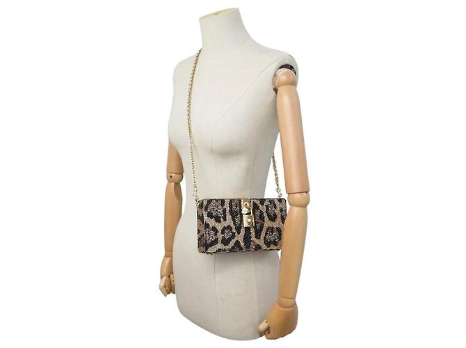 BORSA A MANO DOLCE & GABBANA BOX STRASS LEOPARD MINAUDIERE POCHETTE CLUTCH - vista 7
