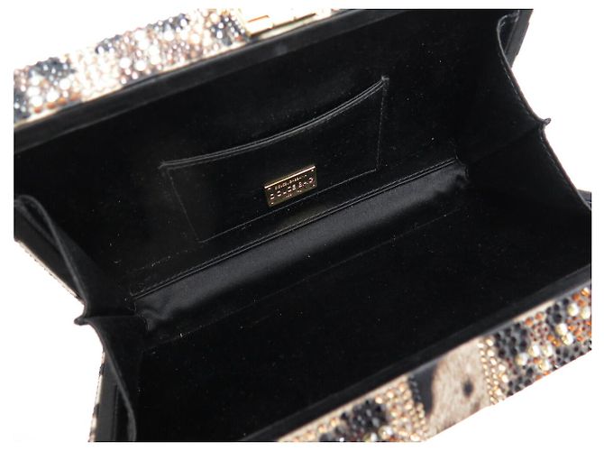 BORSA A MANO DOLCE & GABBANA BOX STRASS LEOPARD MINAUDIERE POCHETTE CLUTCH - vista 9