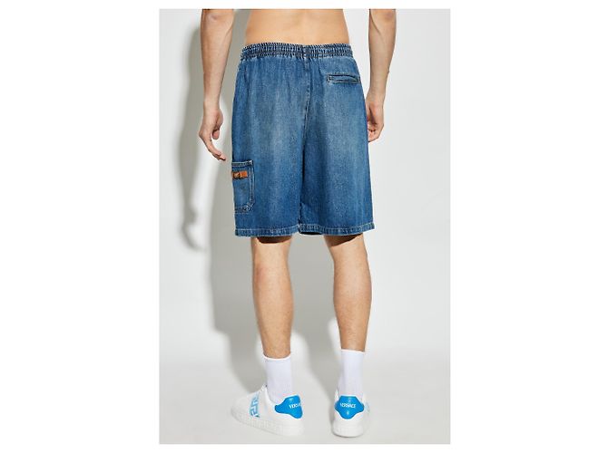 Pantaloncini in denim blu Versace in lyocell - vista 4
