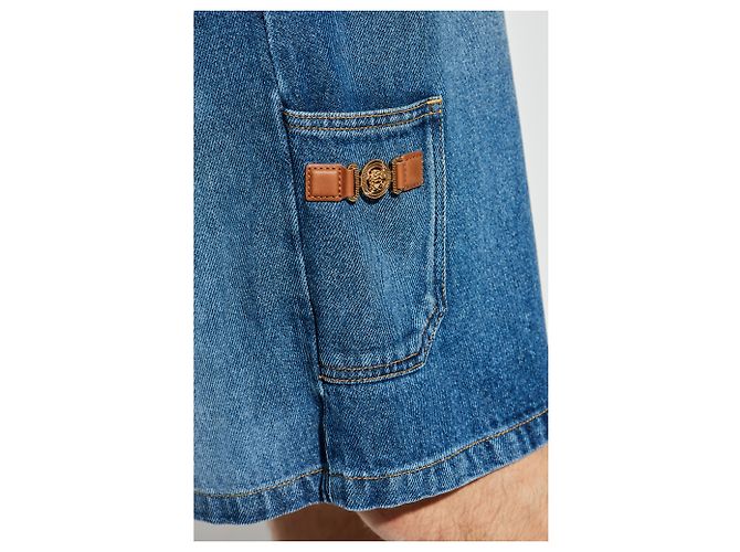 Pantaloncini in denim blu Versace in lyocell - vista 5