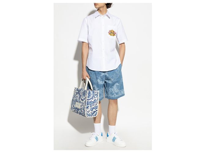 Camicia Versace in cotone bianco con taschino ricamato - vista 2