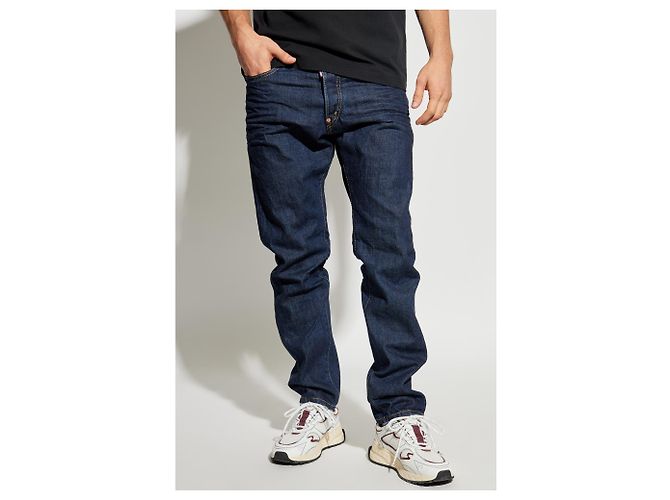 Jeans Dean Dsquared2 in denim selvedge blu navy - vista 3
