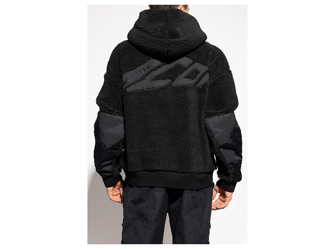Felpa con cappuccio in pile nera Dsquared2 - vista 4