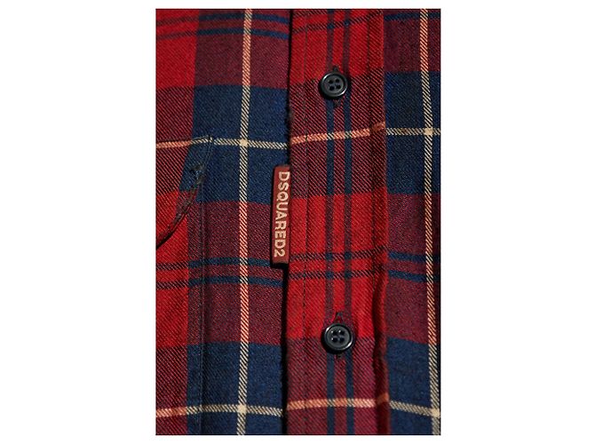 Dsquared2 Karohemd aus roter Baumwollflanell - Ansicht 5